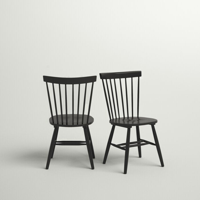 Black Fayann Solid Wood Slat Back Side Chair (Set of 2)