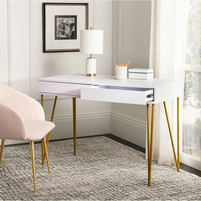 Feemster 2 Drawer Writing Desk, White (#K1414)
