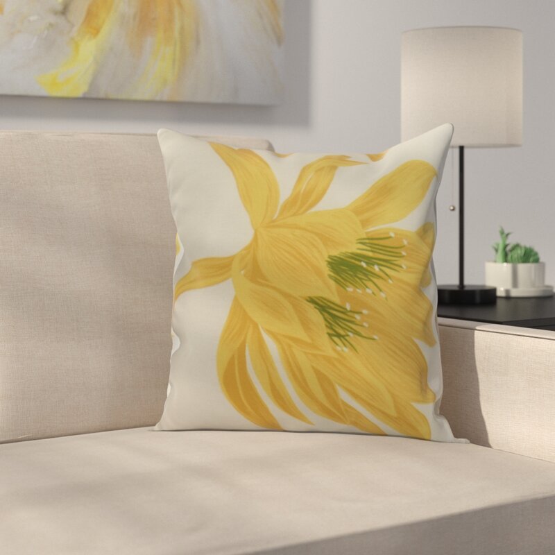 18" x 18" Yellow Felice Square Pillow Cover & Insert