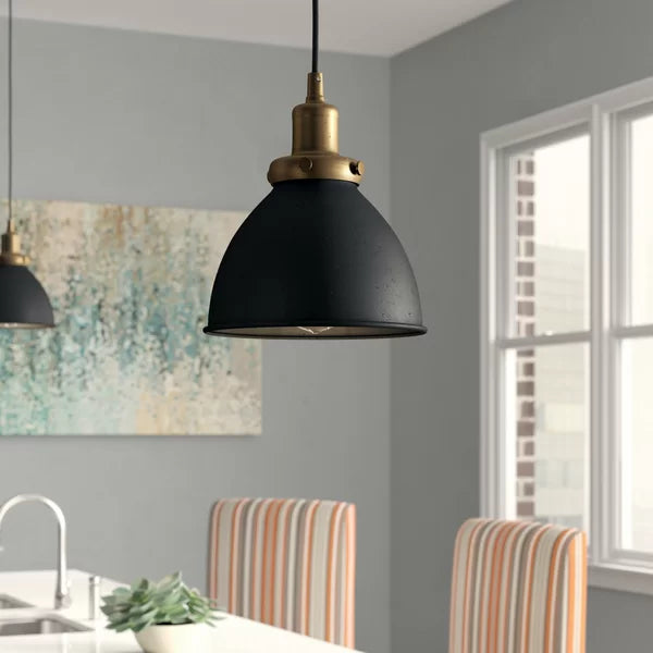 Blackened Bronze/Warm Brass Fellows 1 - Light Single Dome Pendant