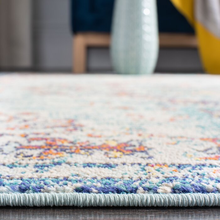 Rectangle 3' x 5' Felty Oriental Area Rug in Navy / Light Blue