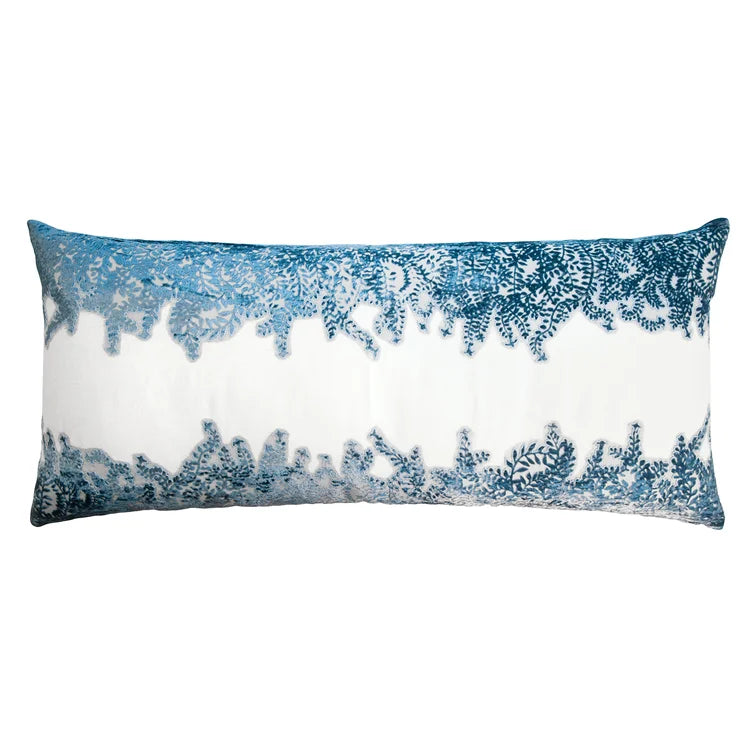 16'' x 36" Azul Ferns Rectangular Linen Pillow Cover & Insert