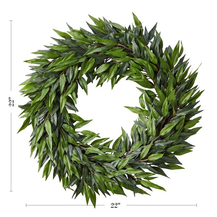 22" Ficus Microphylla Leaf Polyester Wreath (#K6298)