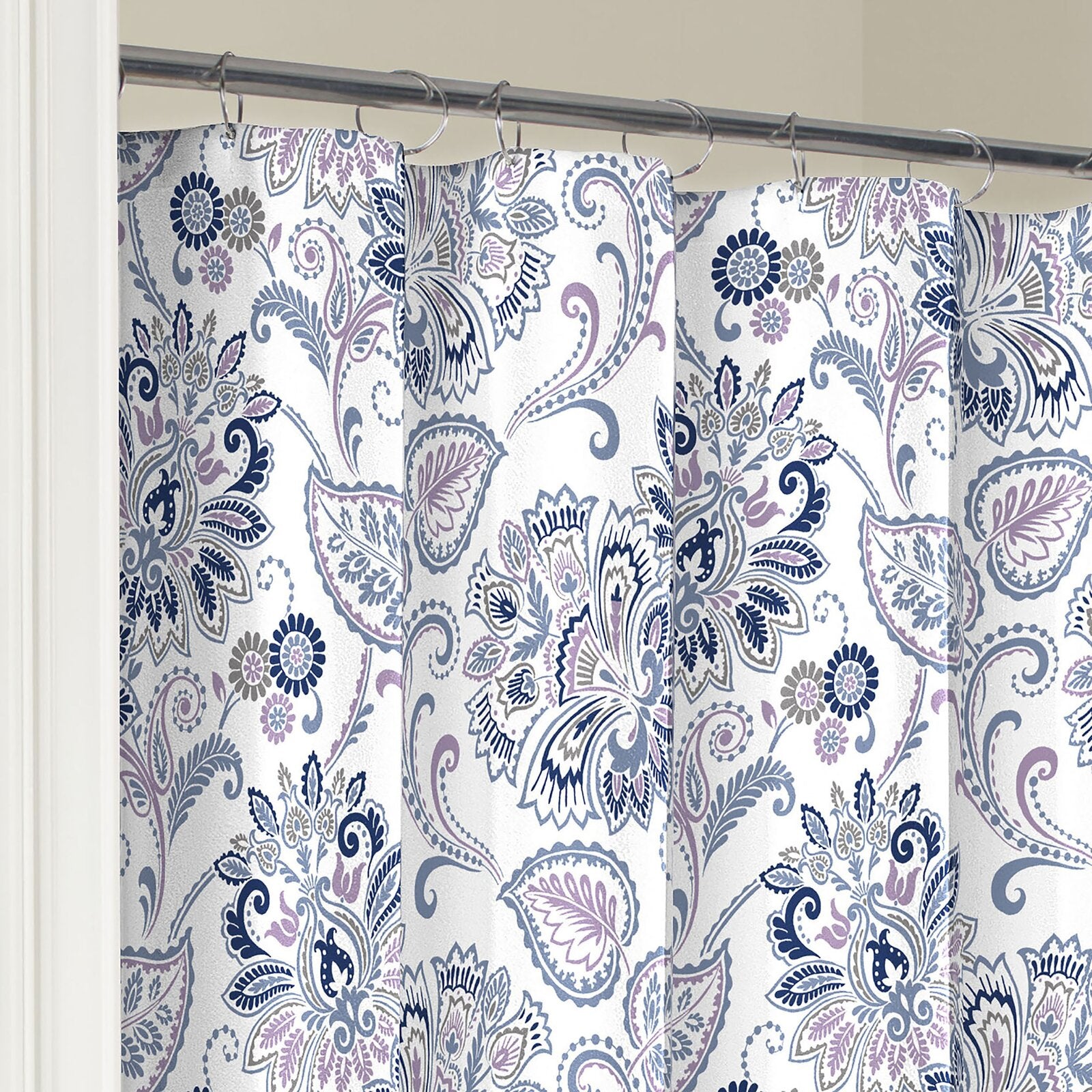 Blue Fieldon Cotton Floral Single Shower Curtain RA169