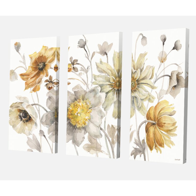 Fields Of Gold Watercolor Flower VII - 3 Piece Print CYB496