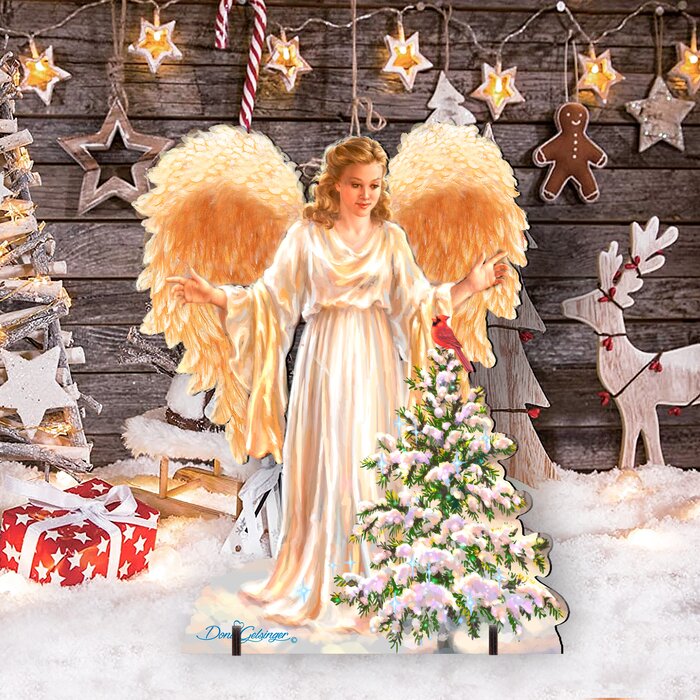 Gold/White Woodland Angel Home and Outdoor Decor Lawn Art/Figurine MG152