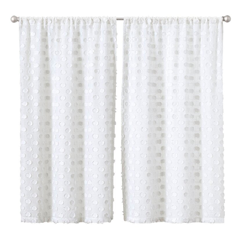 52" W x 24" L White Finney Window Cafe Curtain (Set of 2) B42-HS193