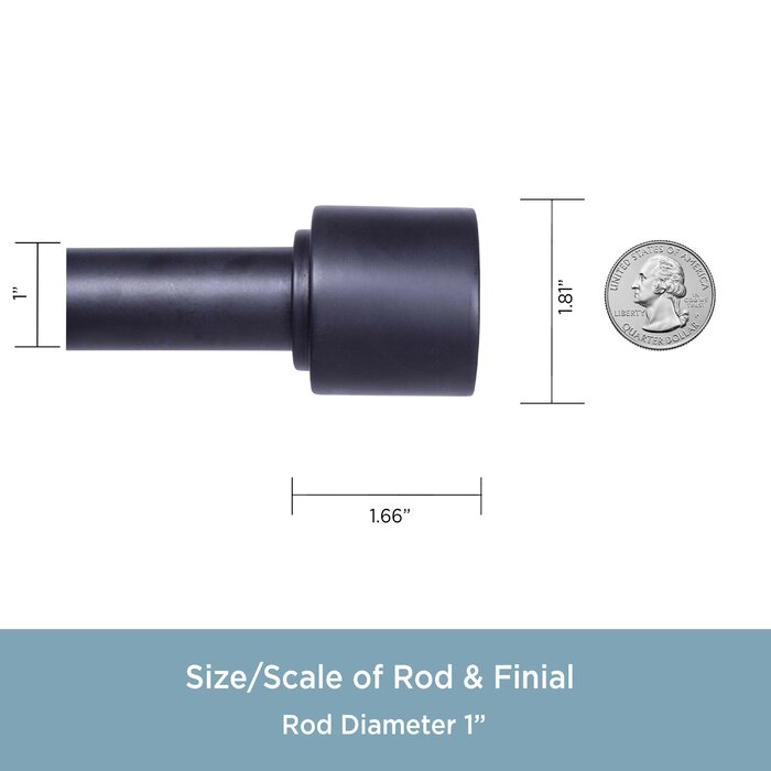 66" - 120" Black Fitts Adjustable 1" Single Curtain Rod