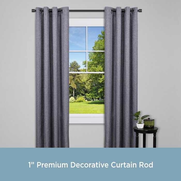 66" - 120" Black Fitts Adjustable 1" Single Curtain Rod