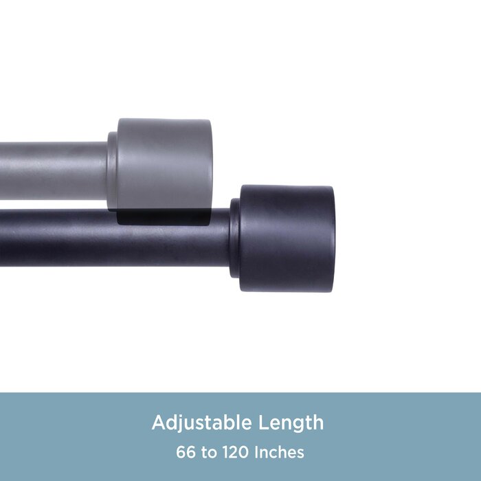 66" - 120" Black Fitts Adjustable 1" Single Curtain Rod