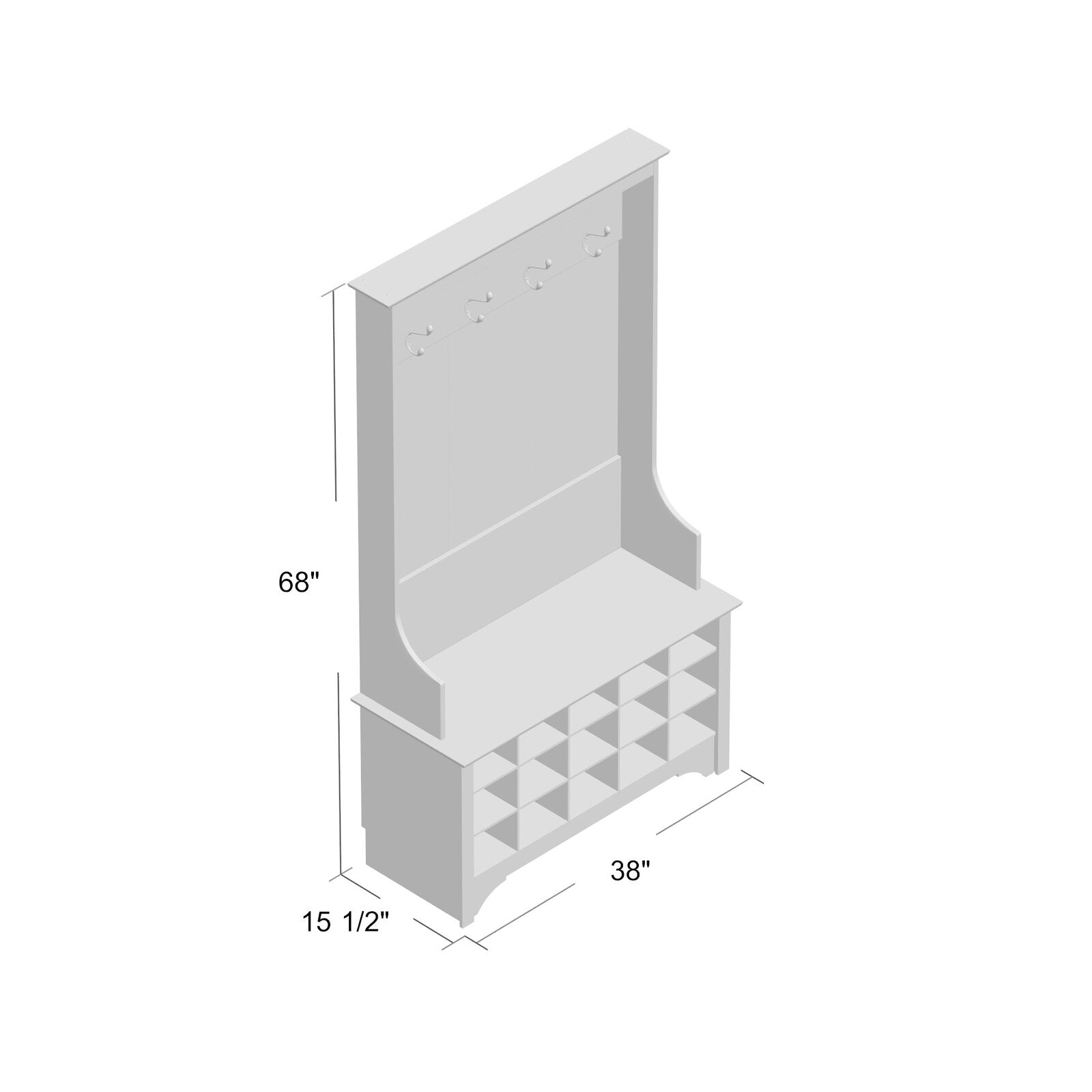 Flatiron Hall Tree with Bench and Shoe Storage TTR476