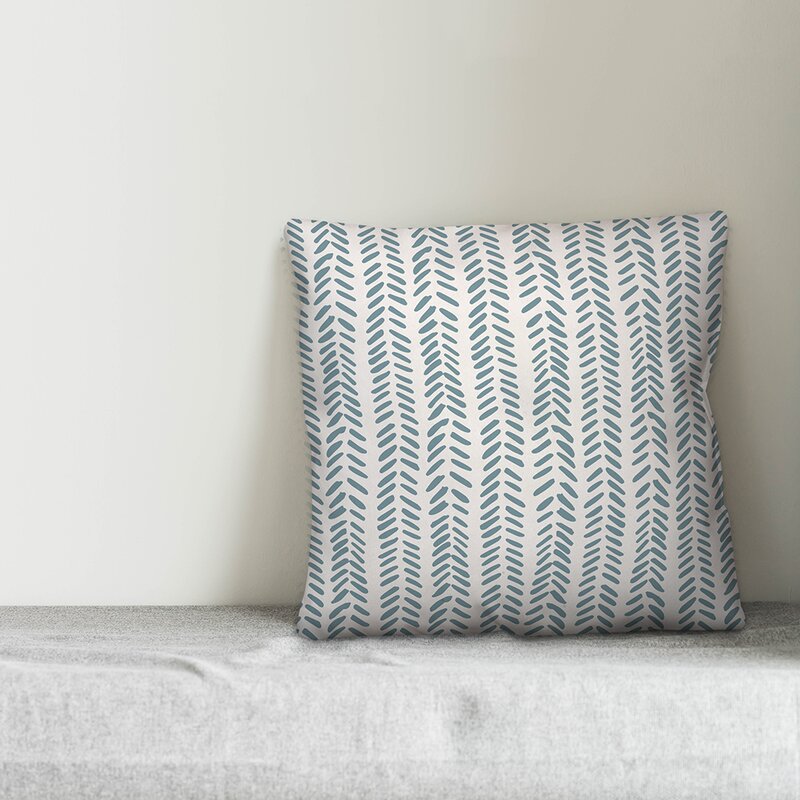 18" x 18" Green Flávio Modern Herringbone Throw Pillow CYS204