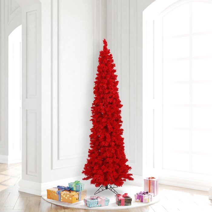 Flocked Red Fir 6.5' Lighted Artificial Fir Christmas Tree