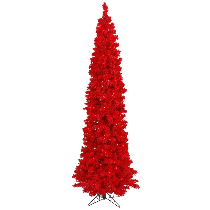 Flocked Red Fir 6.5' Lighted Artificial Fir Christmas Tree