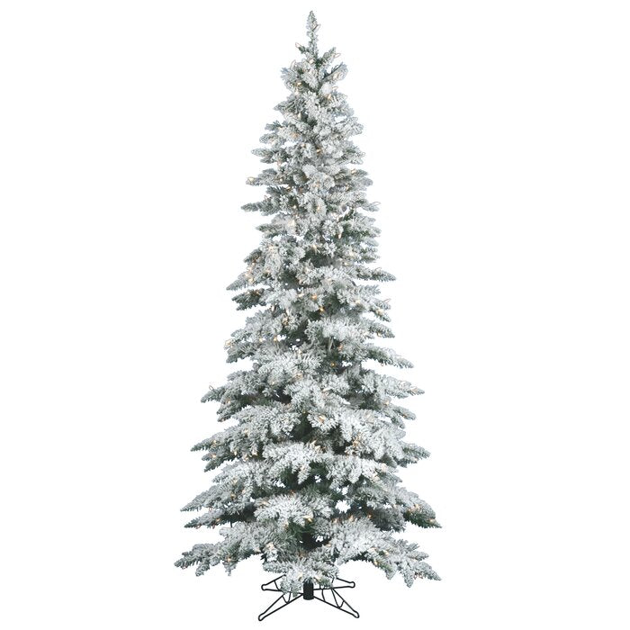 7.5' H Flocked Utica Fir Slim Artificial Christmas Tree