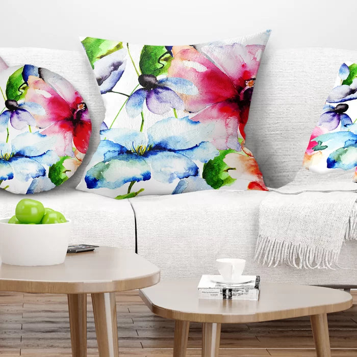 18" x 18" Floral Watercolor Flowers Everywhere Pillow