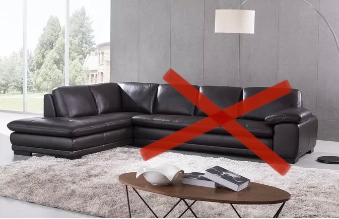 124" Wide Leather Match Chaise Piece **AS IS**