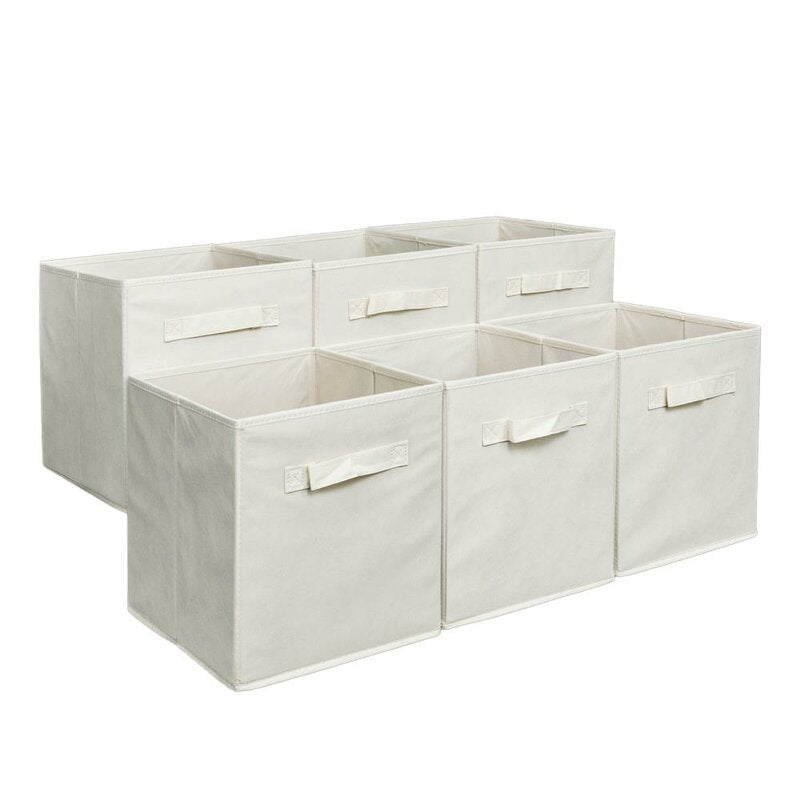 Beige Foldable Cube Storage Fabric Box QL309