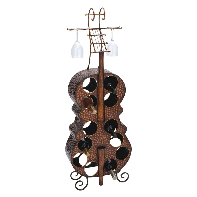 12 Bottle Follansbee Floor Wine Bottle & Glass Rack in Copper