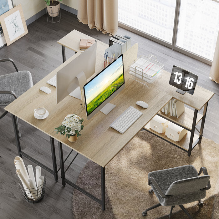 29.13“H x 53" W x 35.43" D Oak Fortunato Reversible L-Shape Desk