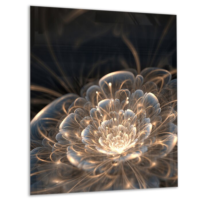 Fractal Flower with Golden Rays - Graphic Art Print PK357