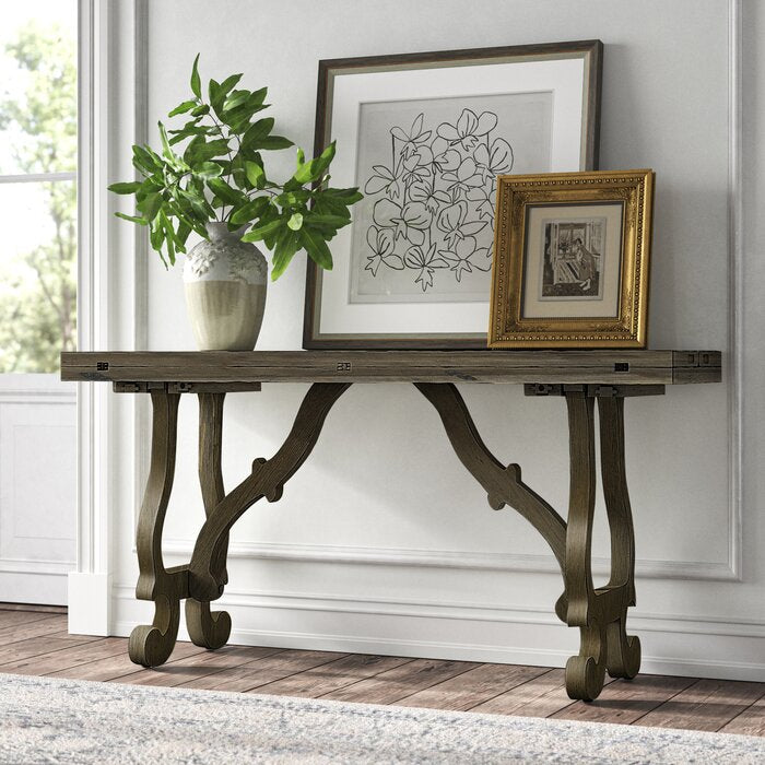 Natural Brown Francesca 64'' Solid Wood Console Table