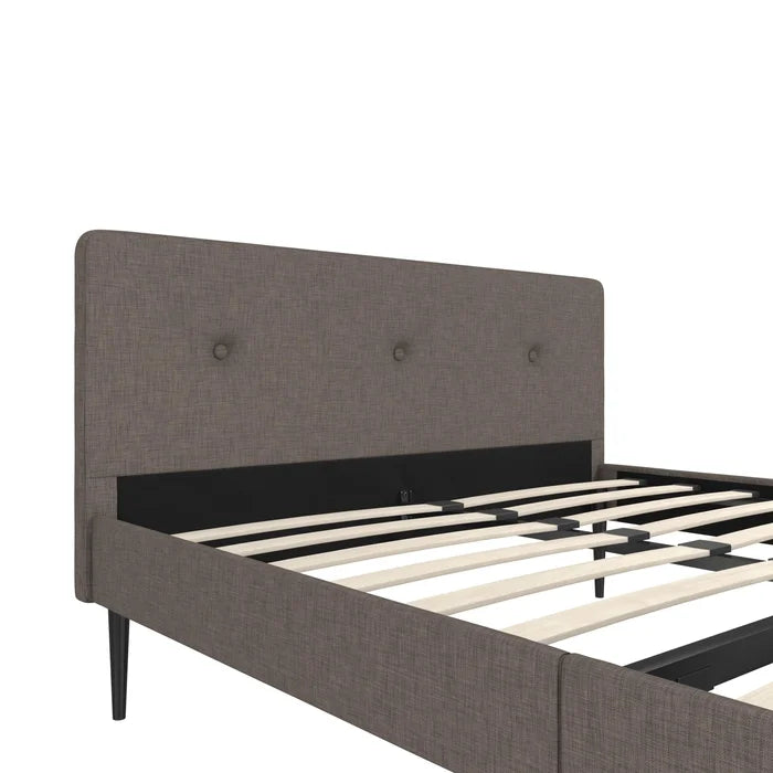 Freddy Tufted Upholstered Low Profile Platform Bed, Queen