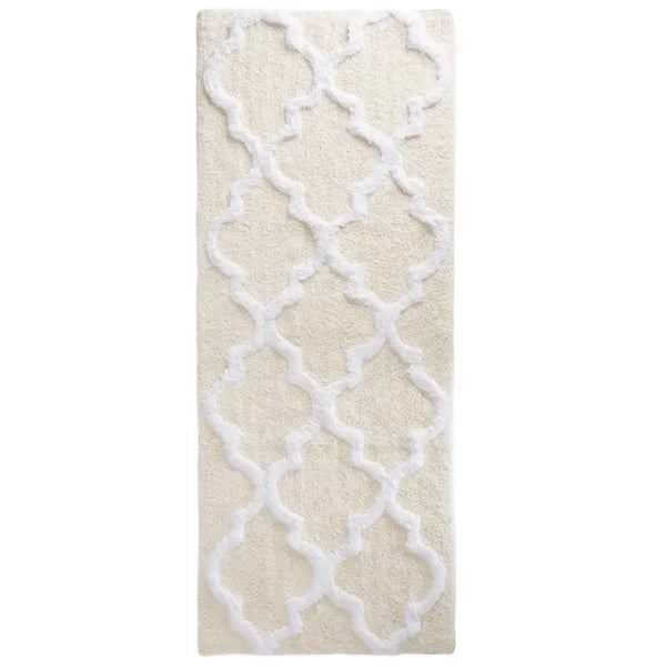 Bone Freida Long Trellis Rectangular 100% Cotton Non-Slip Geometric Bath Rug