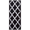Black Freida Long Trellis Rectangular 100% Cotton Non-Slip Geometric Bath Rug 24'' x 60