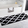 Black Freida Long Trellis Rectangular 100% Cotton Non-Slip Geometric Bath Rug 24'' x 60