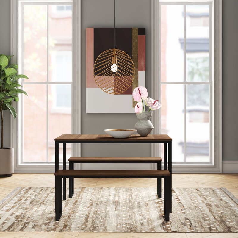 Frida 3 Piece Dining Set, Black/Rich Brown (#K2740)