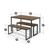 Frida 3 Piece Dining Set, Black/Rich Brown (#K2740)