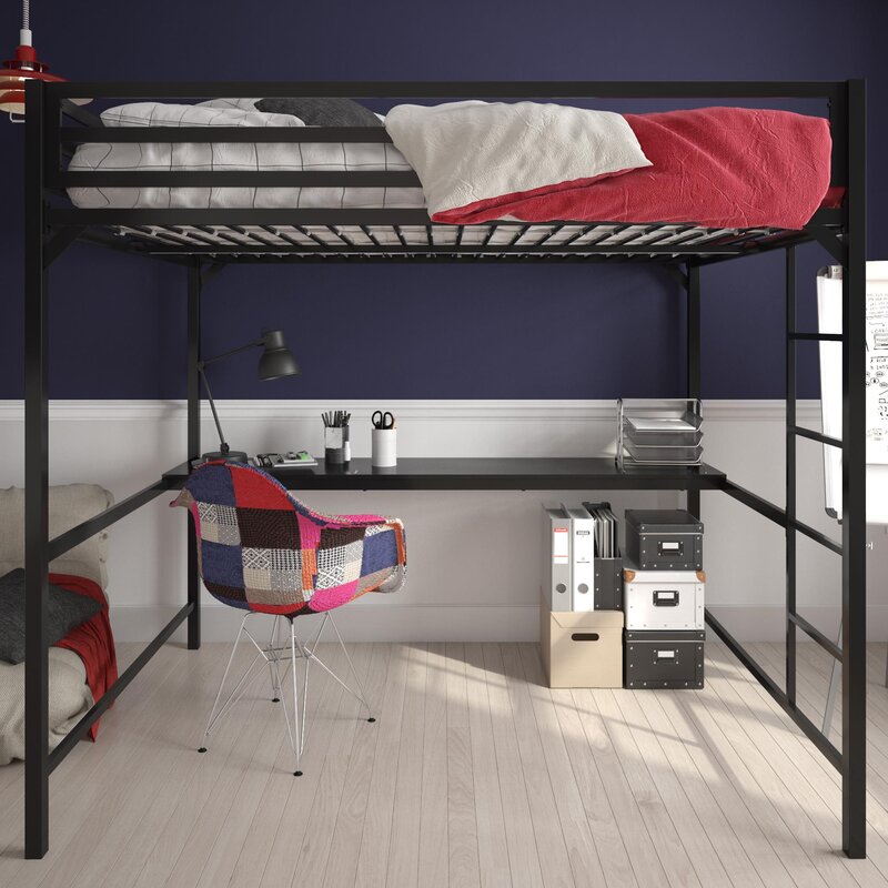 Full Furse Metal Loft Bed with Built in Desk by Isabelle Max