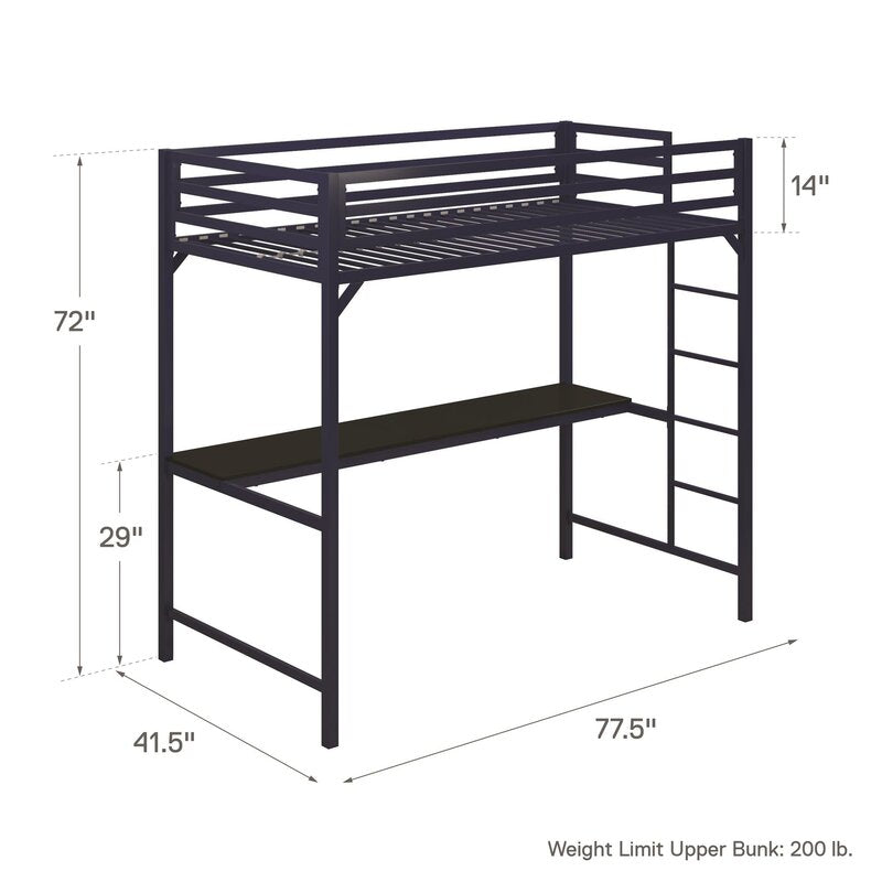 Full Furse Metal Loft Bed with Built-in-Desk by Isabelle & Max™