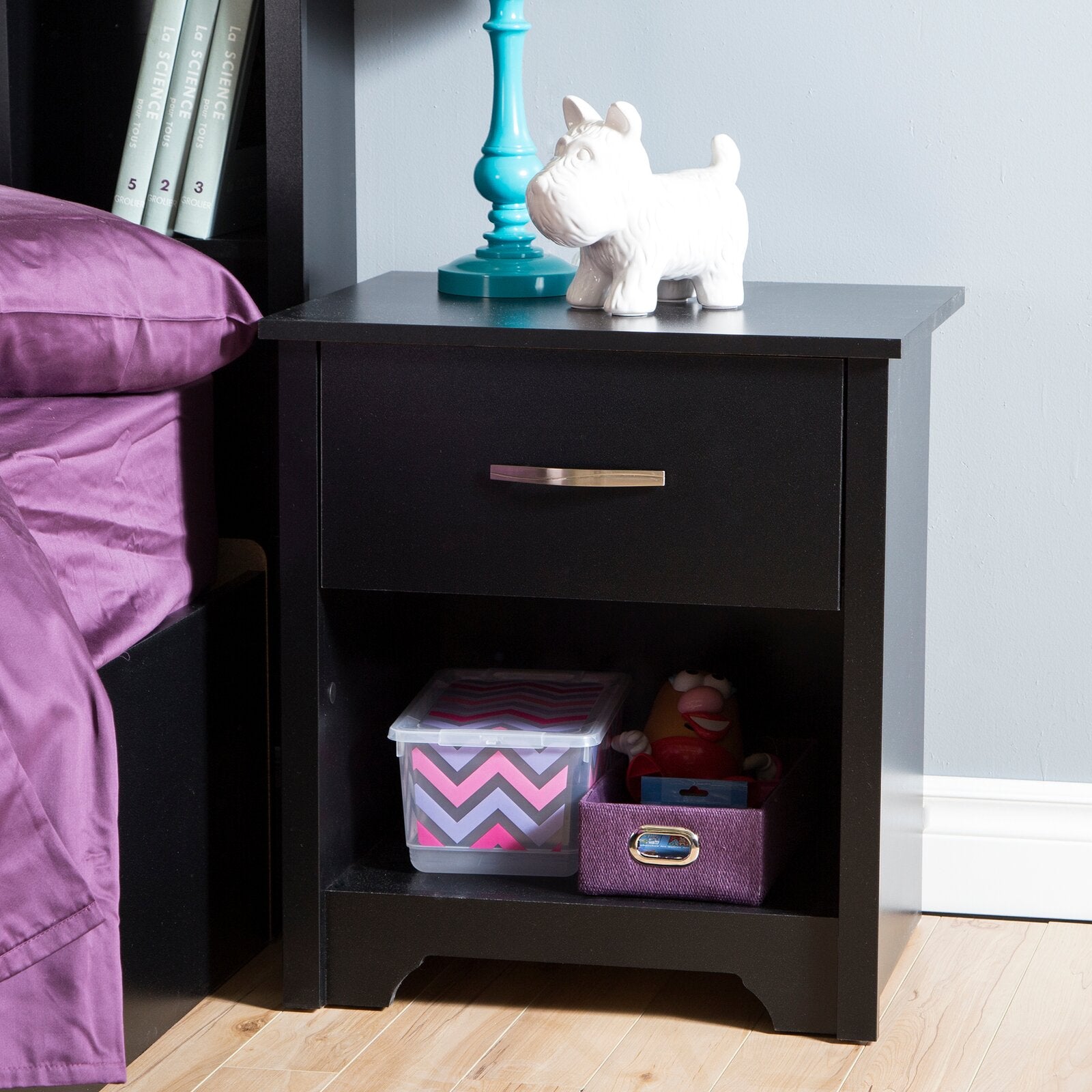 Black Fusion 1 - Drawer Nightstand CL273