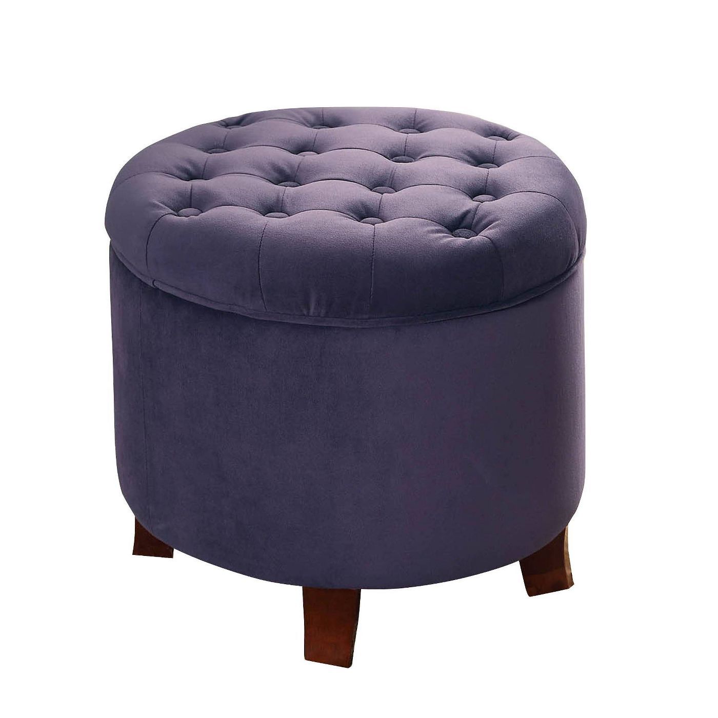 Round Tufted Storage Ottoman Purple 2012