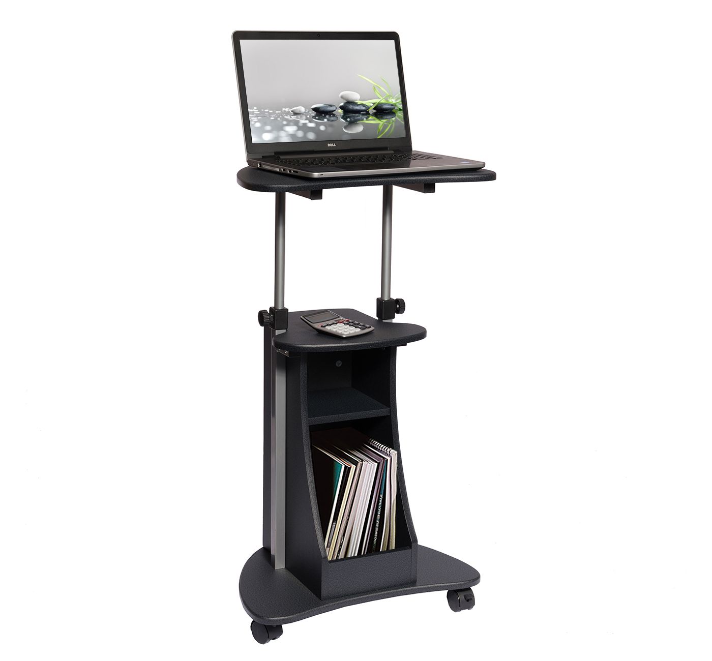 Sit To Stand Rolling Adjustable Height Laptop Cart 2018