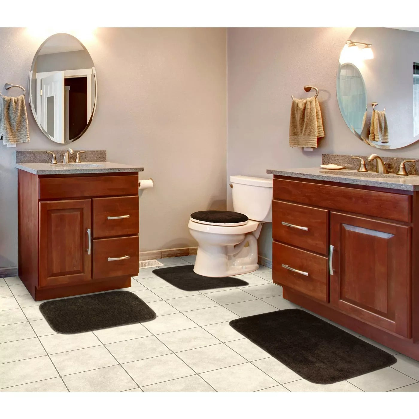 4pc Traditional Nylon Washable Bathroom Rug Set - Garland Rug