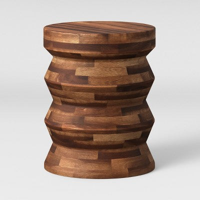 Zigzag Drum Accent Table Brown