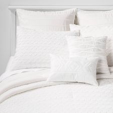 8pc Mia Clip Jacquard Comforter Set White - Threshold King PK175