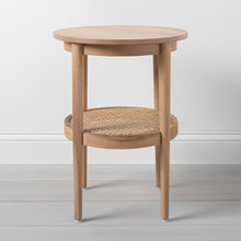 Load image into Gallery viewer, Wood &amp; Cane Round Accent Table
