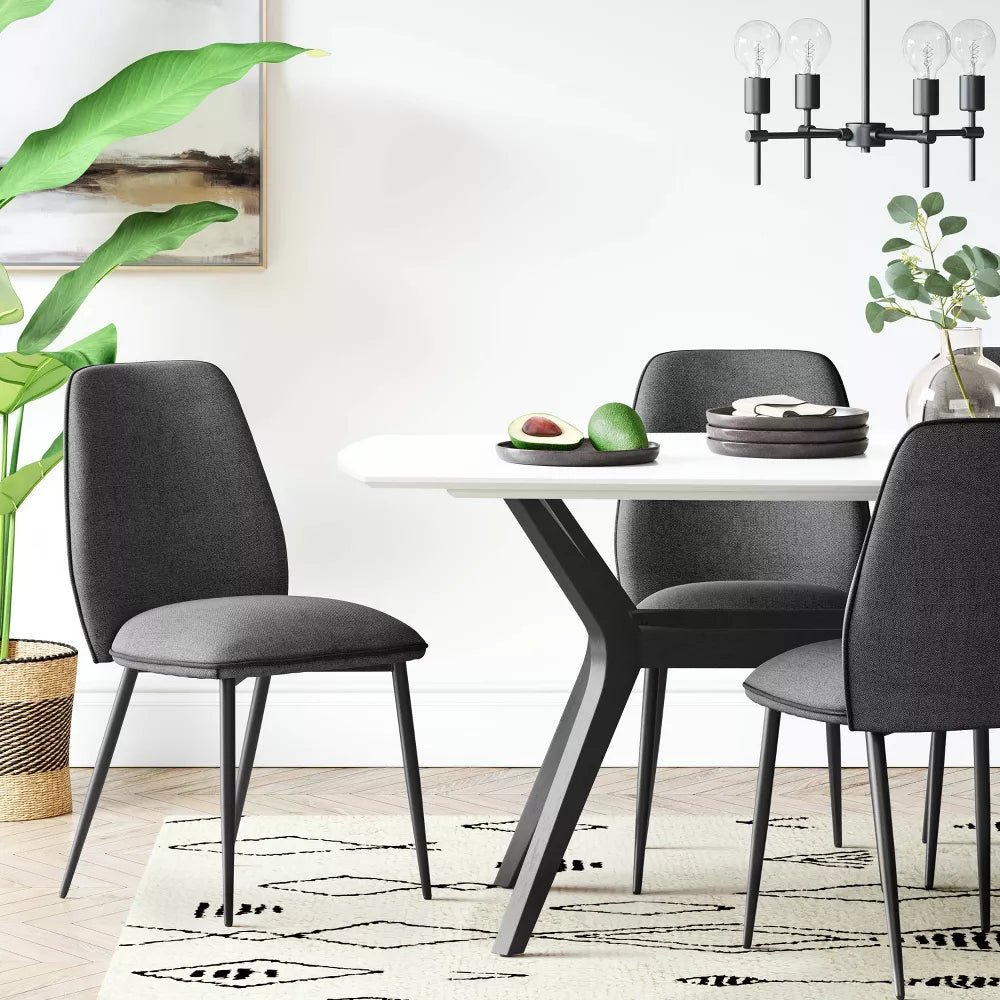 2pk Candelaria Upholstered Dining Chairs Dark Gray