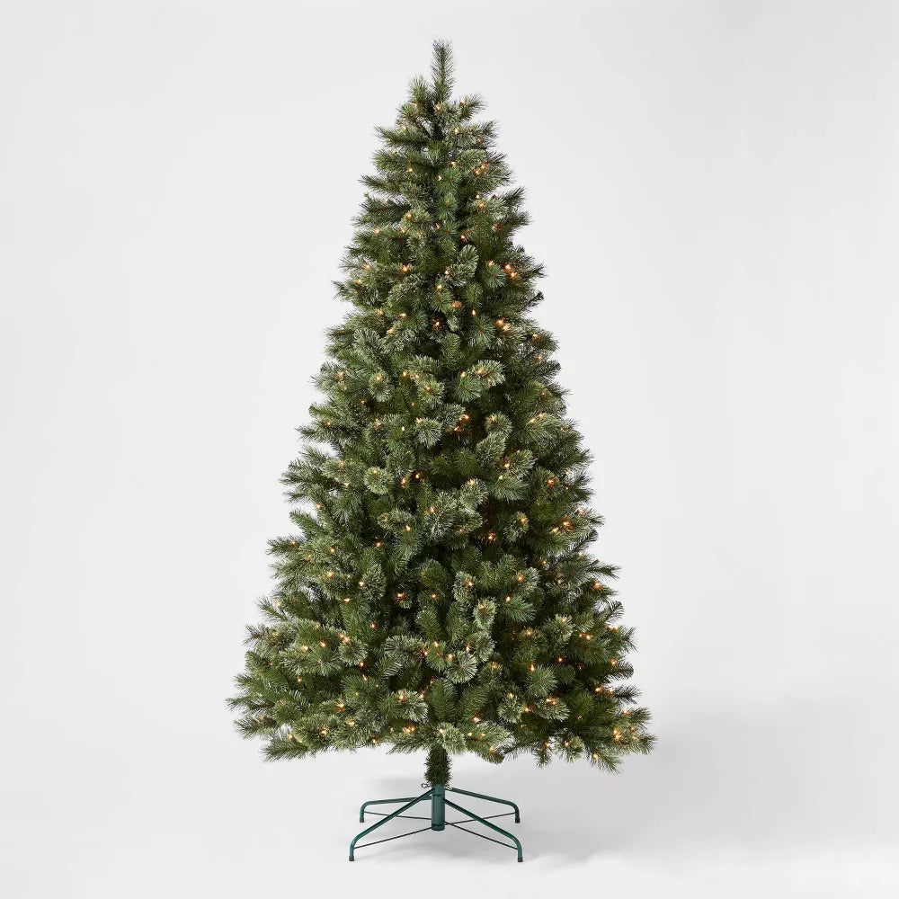 7.5' Pre-Lit Full Virginia Pine Artificial Christmas Tree Clear Lights with AutoConnect