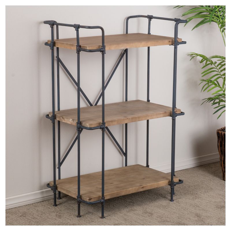 Yorktown 40.5" 3-Shelf Industrial Bookcase Brown