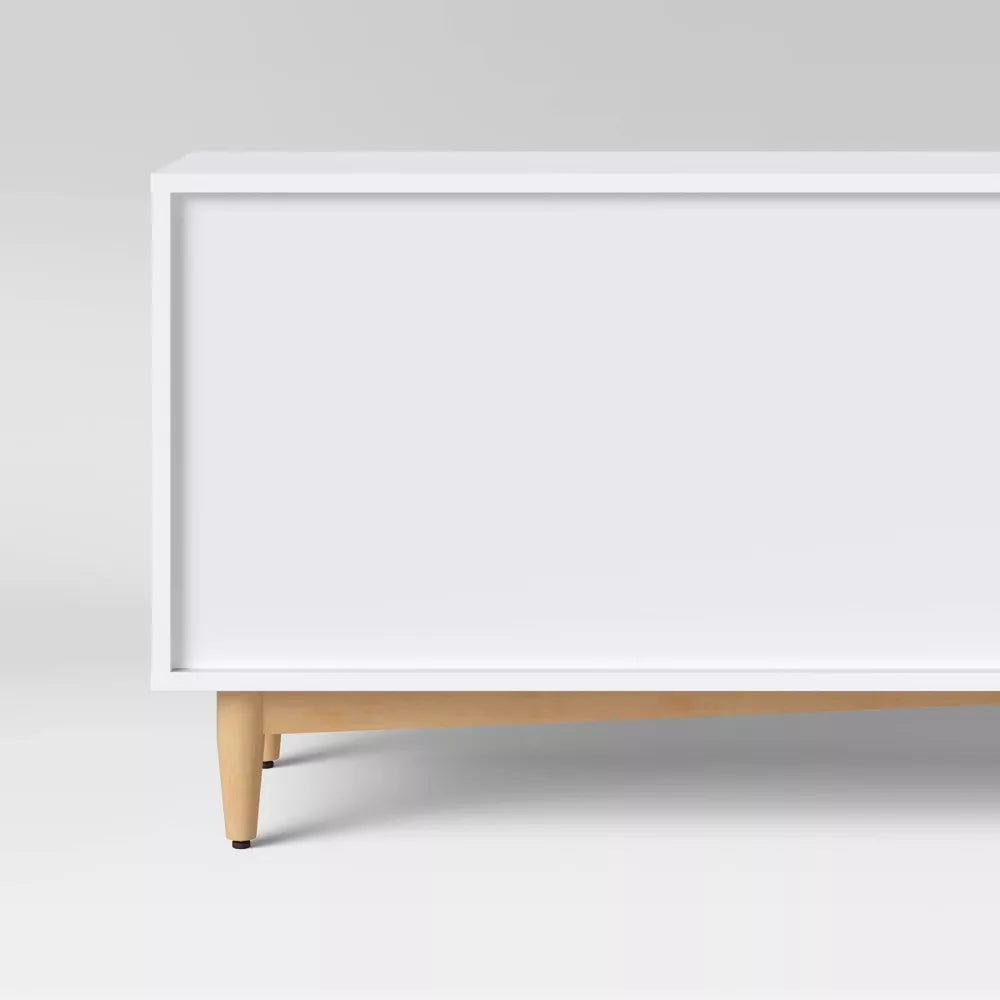 Organic Caned TV Stand for TVs up to 65" White Salvage & Co Indy