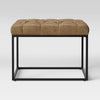 Trubeck Tufted Ottoman Faux Leather with Metal Base Brown 2002
