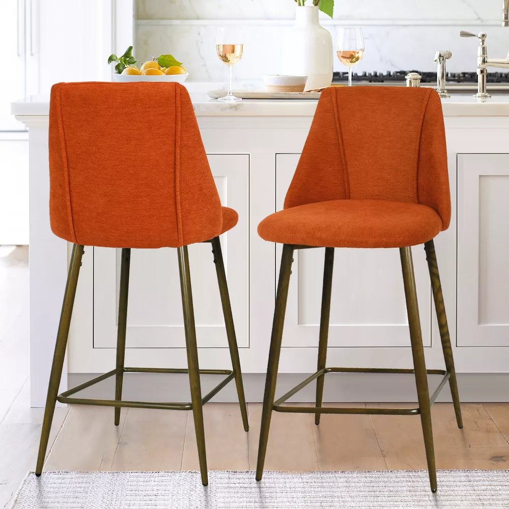 26" Chole Upholstered Counter Height stool Walnut Legs (Set Of 2)