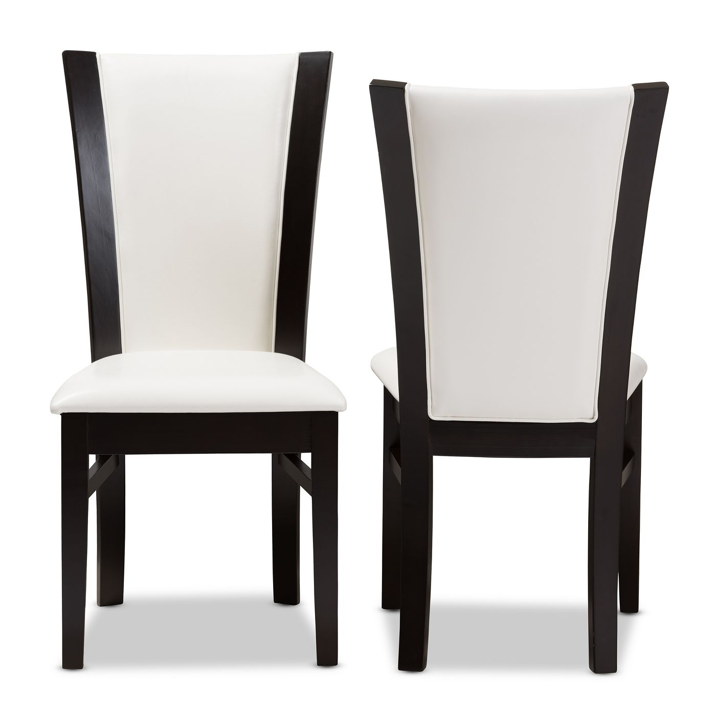 Set of 4 Adley Modern Faux Leather Dining Chairs White/Dark Brown 2006 (2 boxes)