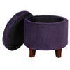 Round Tufted Storage Ottoman Purple 2012