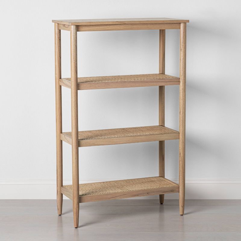 Wood & Cane Tall 4-Shelf Bookcase